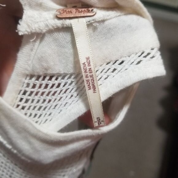 Free People Sleeveless Tunic Sz S V-Neck Mesh Beaded Hippie Boho Festival - Picture 5 of 7